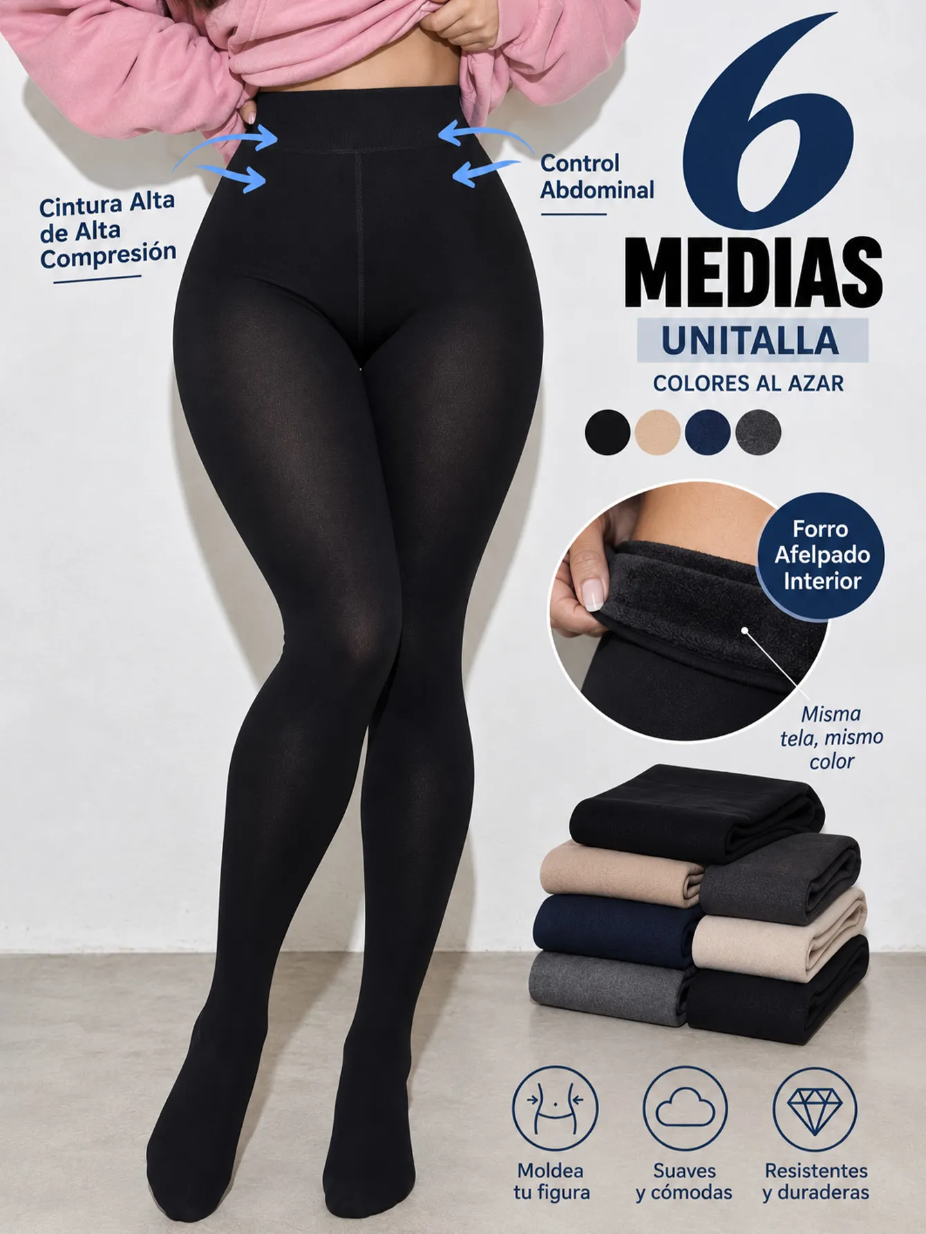 3303-UNI-N Medias Afelpado interno ligero - 6 PCS 15381